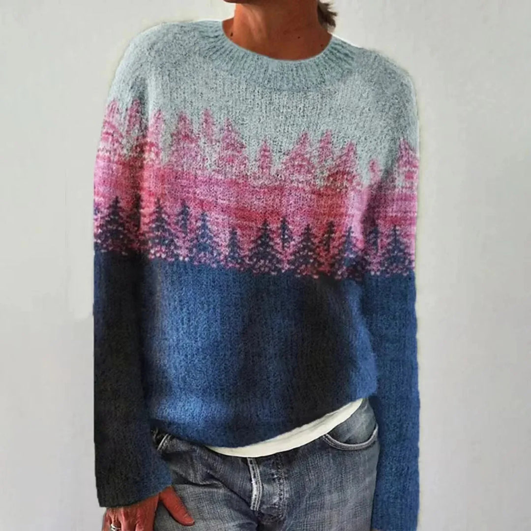 Pullover med skogsmönster – Bekväm stil med naturens charm
