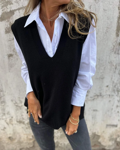 Stickad Slipover – Snygg layering för en avslappnad stil