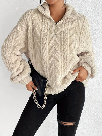 Fleece-Strickpullover – Bekväm värme med enkelt stil