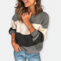 Colorblock Stickad Tröja – Avslappnad Charm