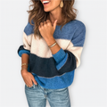 Colorblock Stickad Tröja – Avslappnad Charm