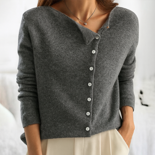 Mysig antracitfärgad cardigan med knappar – Okomplicerad elegans