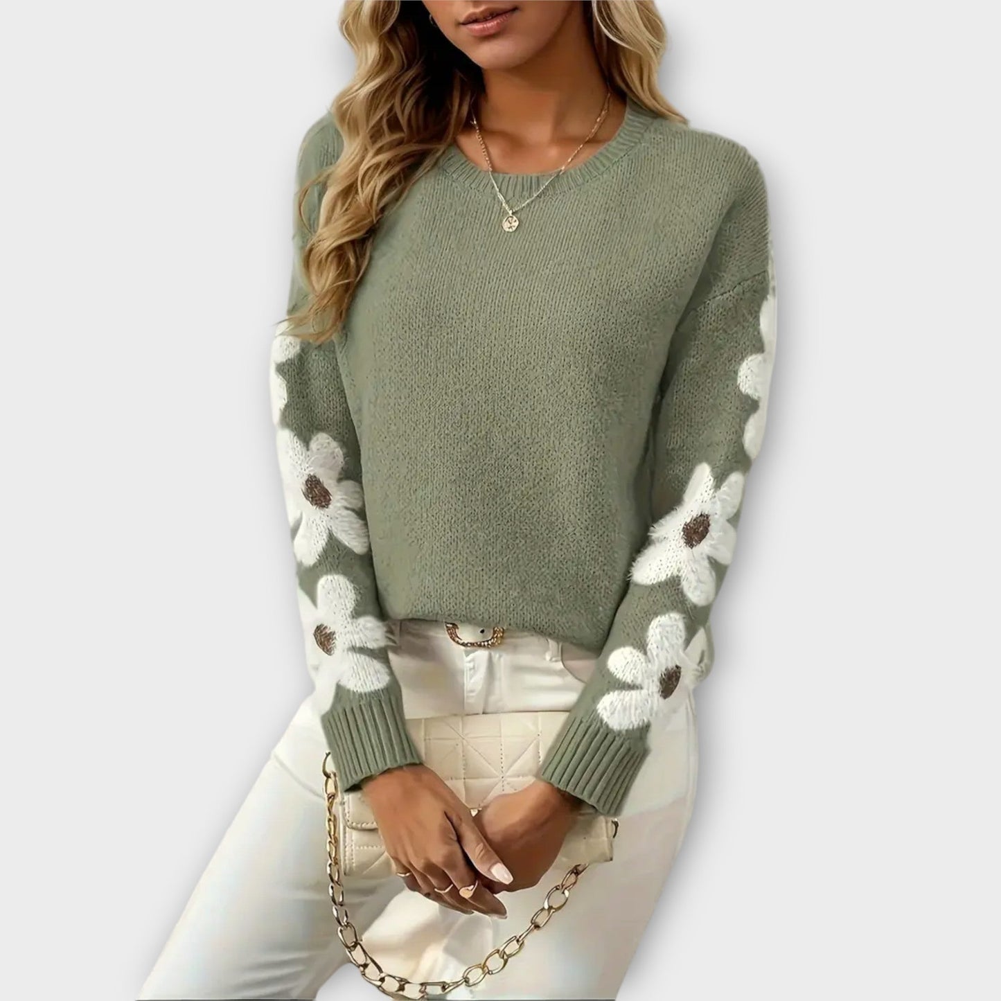Pullover med blommärm – fräsch, lekfull och stilren