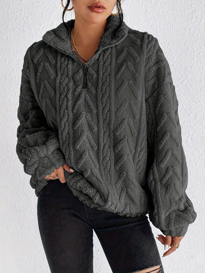 Fleece-Strickpullover – Bekväm värme med enkelt stil