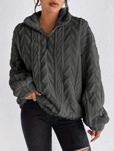 Fleece-Strickpullover – Bekväm värme med enkelt stil