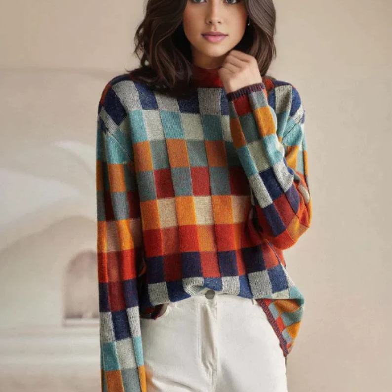 Karo-Pullover – Lekfull elegans med djärv stil